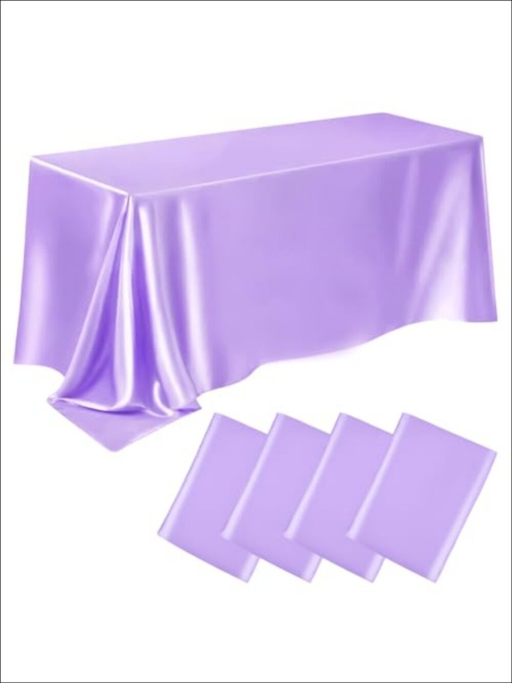 4 Pack Satin Rectangle Tablecloth 58 x 102 Inch Stain Wrinkle Resistant